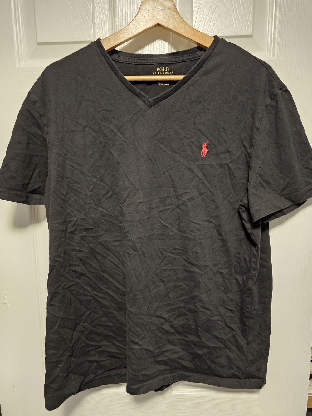 Polo Ralph Lauren T-Shirt Men's Large Black V-neck Pullover